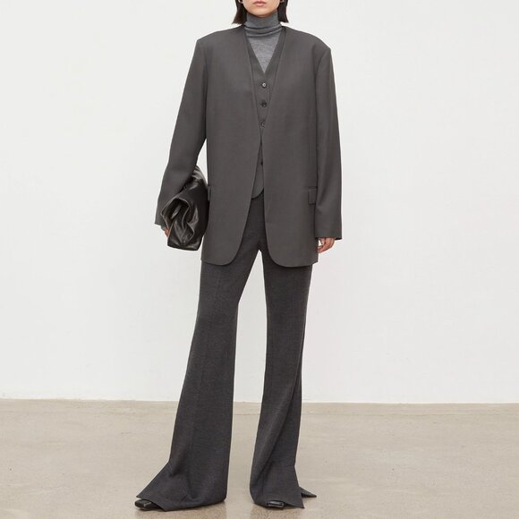 CHICJOC Classic Timeless Elephant Gray Wool Blazer Size 38 - Picture 6 of 16